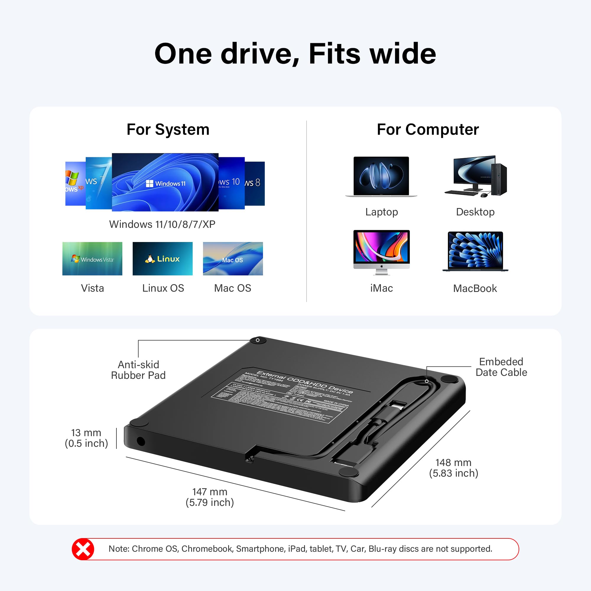 Amazon.com: Amicool External USB-C USB 3.0 CD/DVD Drive Burner +/-