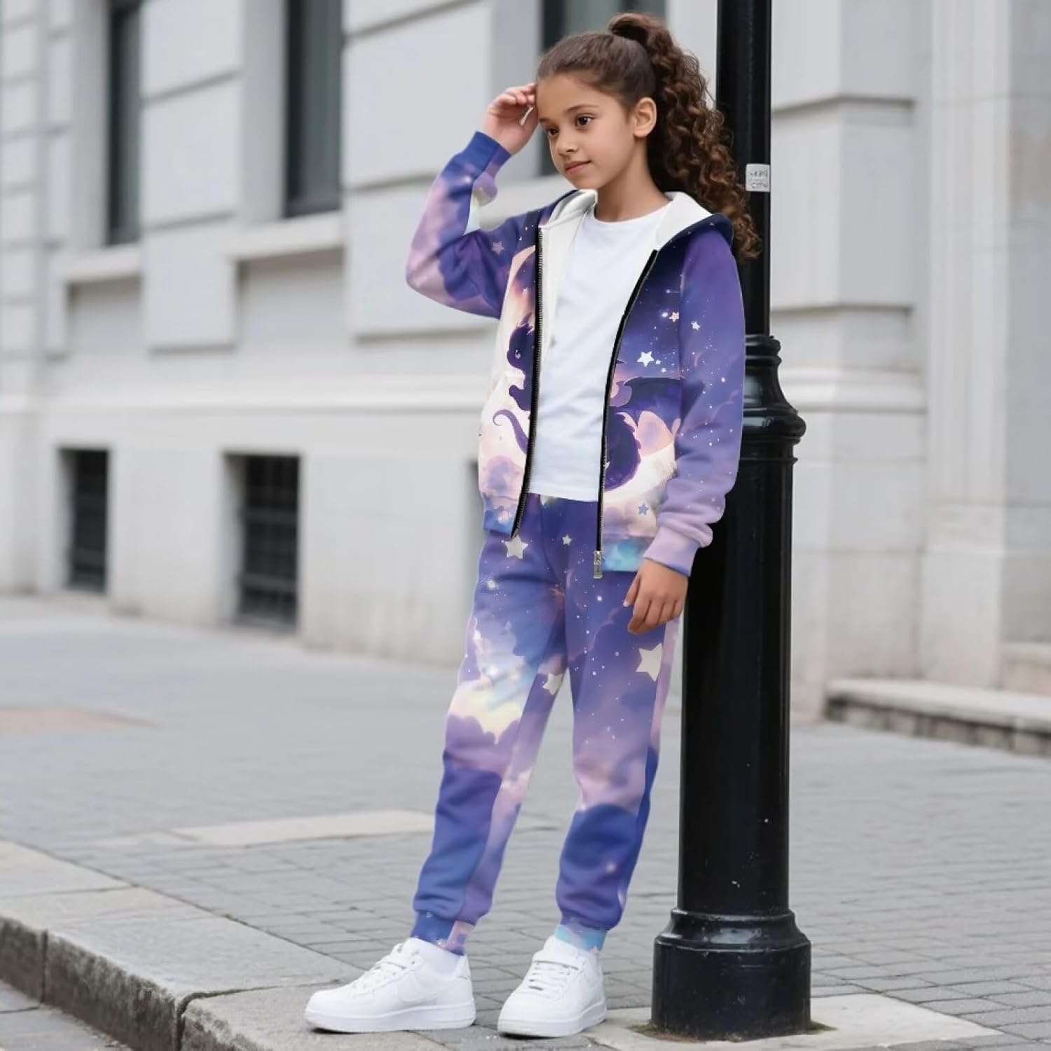 Boys Clothes 2 Piece Long Sleeve Zip up Hoodie Sweatshirt Sweatpants with 3-Pockets