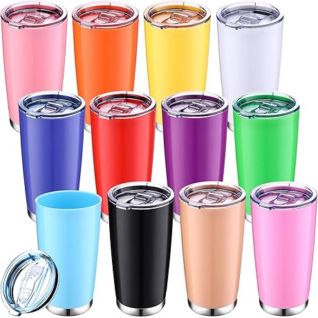 12 Pack -- Reusable Coffee Cups With Lids In Bulk