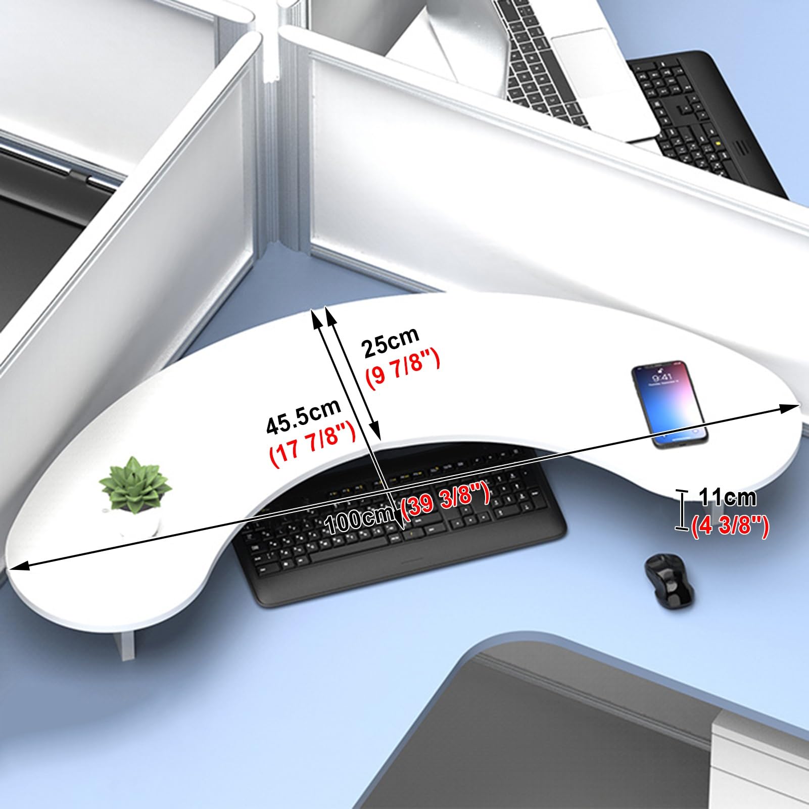 Supporto per doppio monitor – Organizer angolare da scrivania in legno massello per 2 monitor, design curvo, ampio rialzo per laptop/TV/telefono