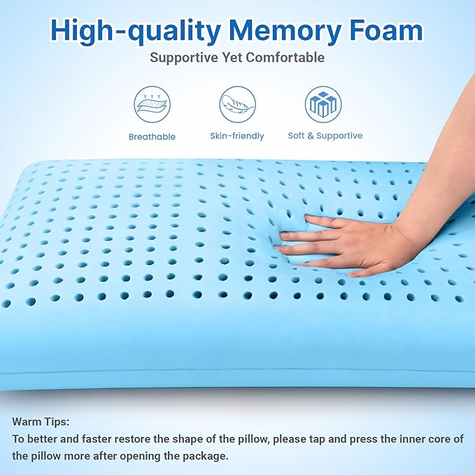 Set 2 Almohadas Memory Foam Queen Tamaño con Funda Removible miniatura 6