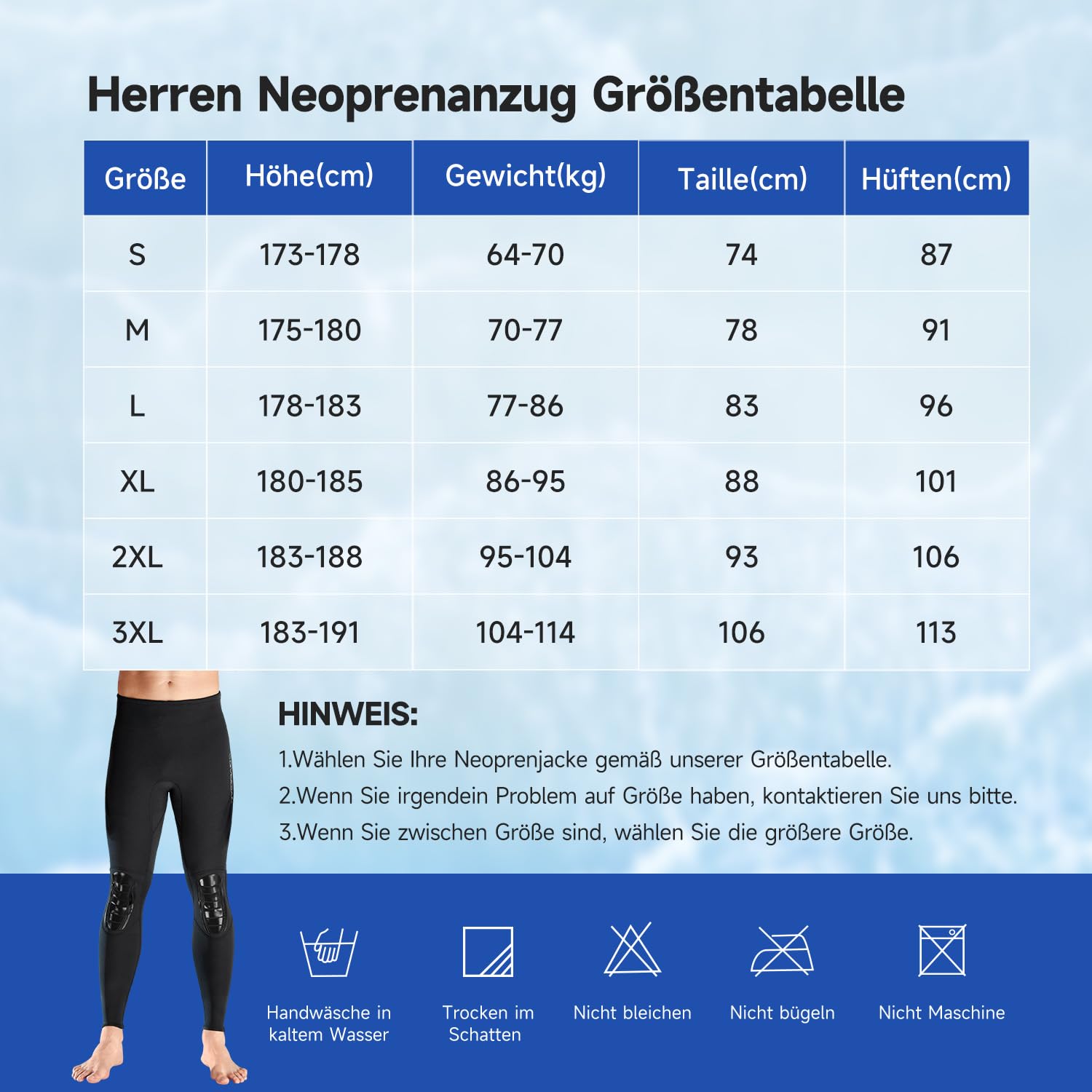 Pantaloni in neoprene da uomo 1,5 mm per immersioni surf nuoto snorkeling kayak