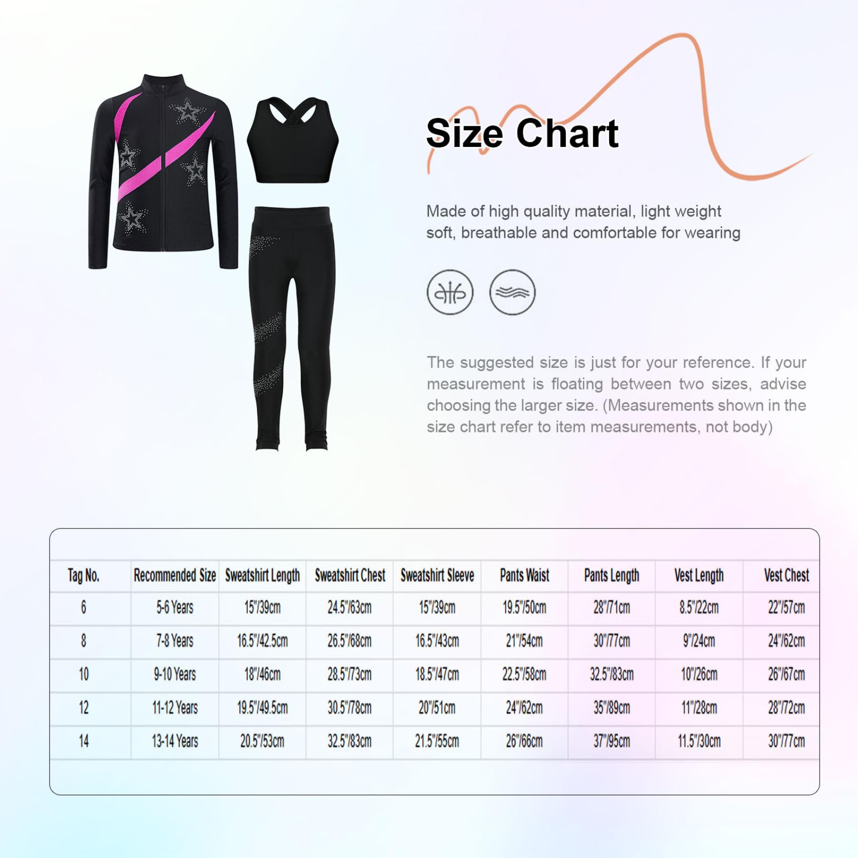 Ensemble De Sportswear pour Filles Costume De Patinage Artistique Pièces Tenue De Gymnastique Tenue De Danse Entraînement