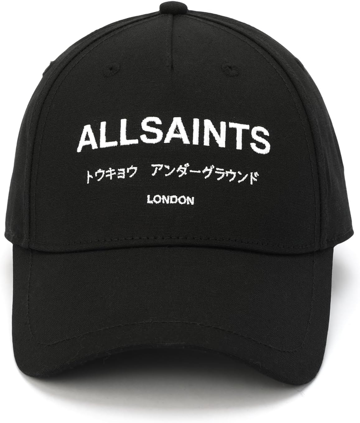 AllSaints Womens Underground Logo Baseball Cap, Cotton Hat with Adjustable Strap, Curved Brim