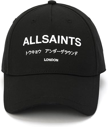 Allsaints Womens Underground Logo Baseball Cap, Cotton Hat with Adjustable Strap, Curved Brim