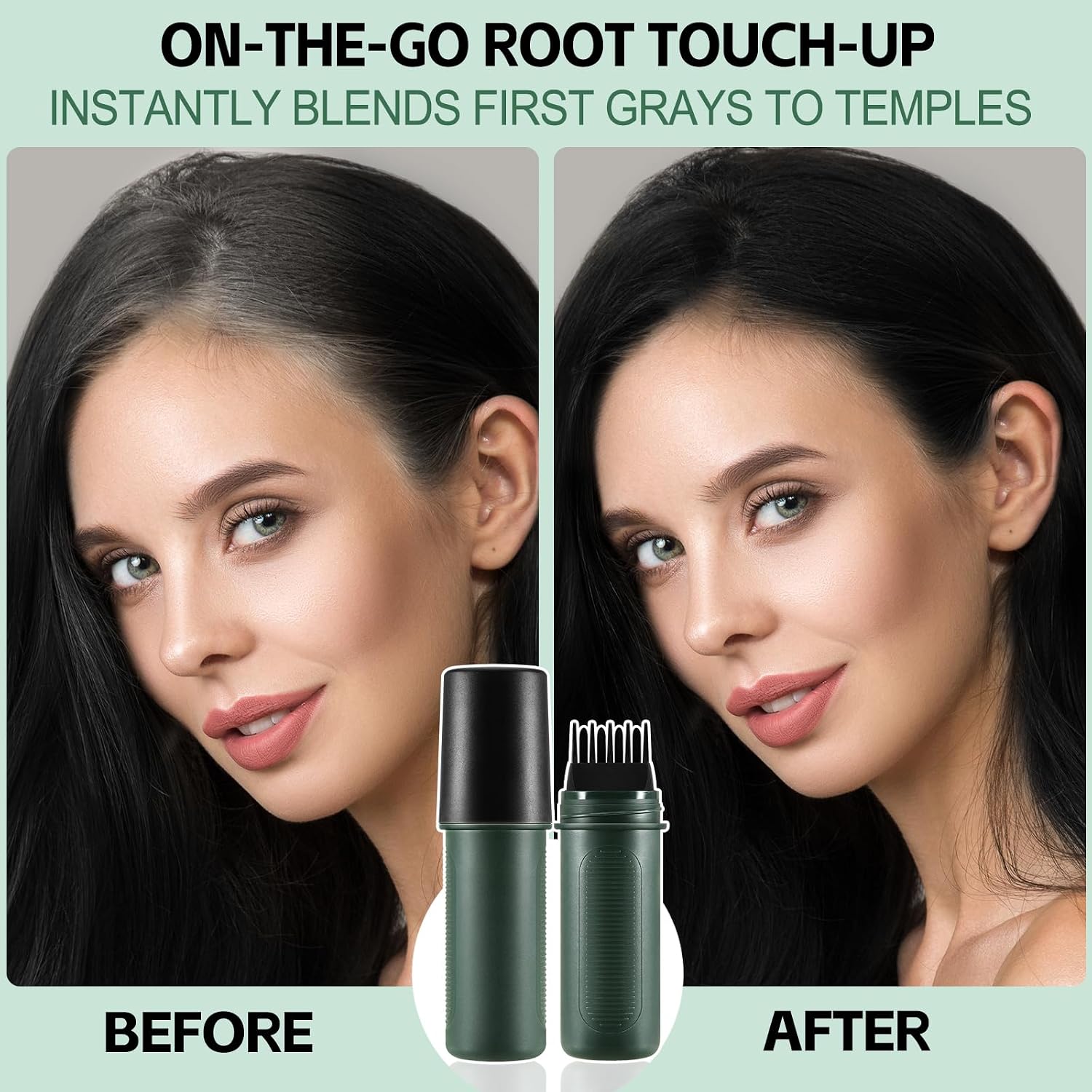 Boobeen Hair Root Touch Up Pen, Grey and White Hair Coverage for Women & Men, Hairline Stick to Cover Gray, Natural Waterproof 24H Makeup Lasting Portable