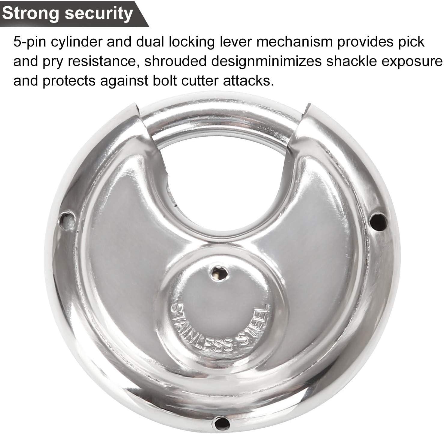 2 Pcs Discus Locks Stainless Steel Round Padlock Heavy Duty Rustproof Disc Padlock, disc Lock for Storage Unit by STARVAST, 2-3/4 in. Wide (Keyed Different)