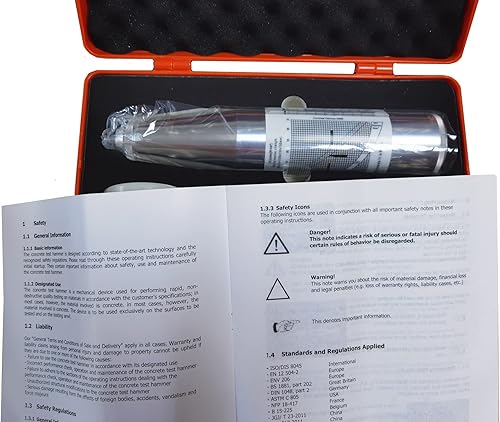 Miniatura 4 de GLTL Probador de martillo de rebote de hormigón ZC3-A Herramienta de medidor de prueba de martillo Resiliómetro 10-60Mpa (ASTM C 805, ISO 8045)