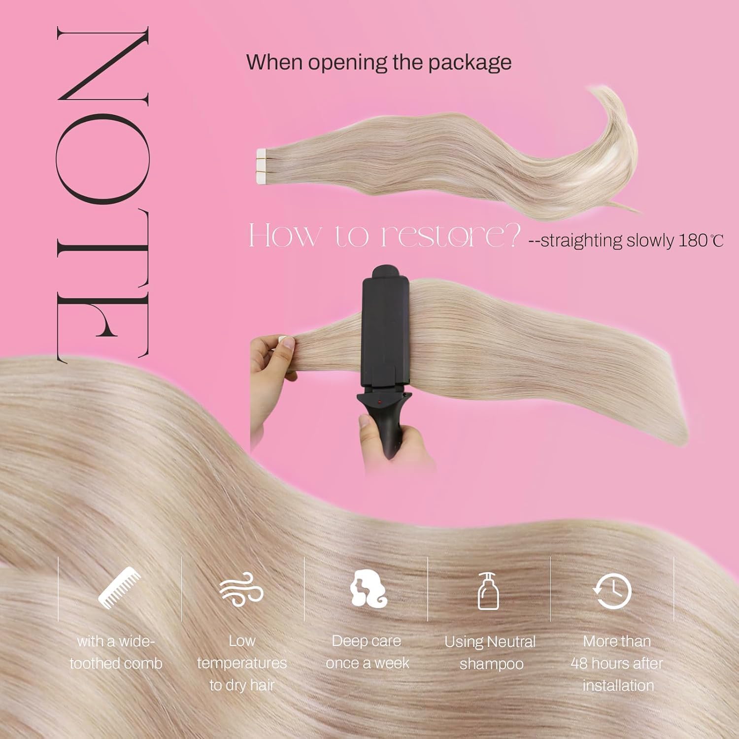 Moresoo Tape in Hair Extensions Human Hair Ash Blonde with Bleach Blonde Tape Hair Extensions Blonde Real Human Hair Extensions Tape-ins 12 Inch 20 Pieces/30g #P18/613 — view 5