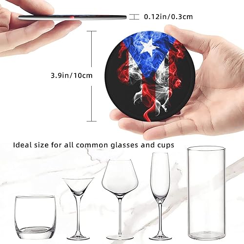 Miniatura 4 de Paquete de 6 posavasos con bandera de Puerto Rico para bebidas con soporte, divertidos posavasos de cuero retro impermeables antideslizantes para