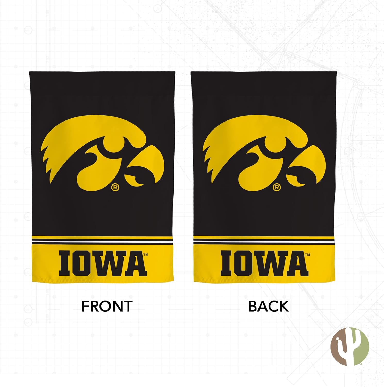 Desert Cactus University of Iowa UI Garden Flag – 19 x 12 inch Iowa Hawkeyes Banner, For Outdoor Display and Events (Design A) - Image 2