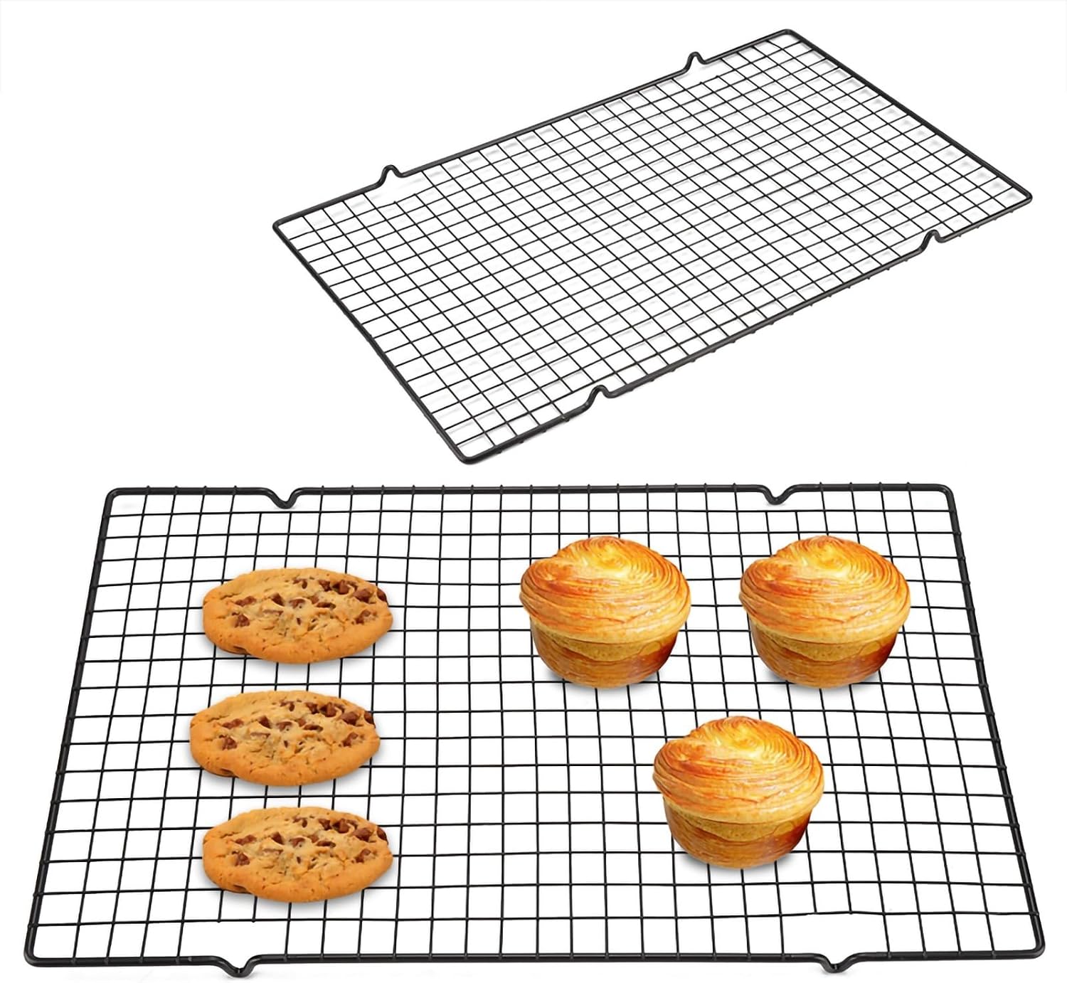Stainless Steel Baking Cooling Rack 16x9.8 Inch Nonstick Wire Rack with Handle Fits Half Sheet Pan for Even Cooling and Safe Food Preparation