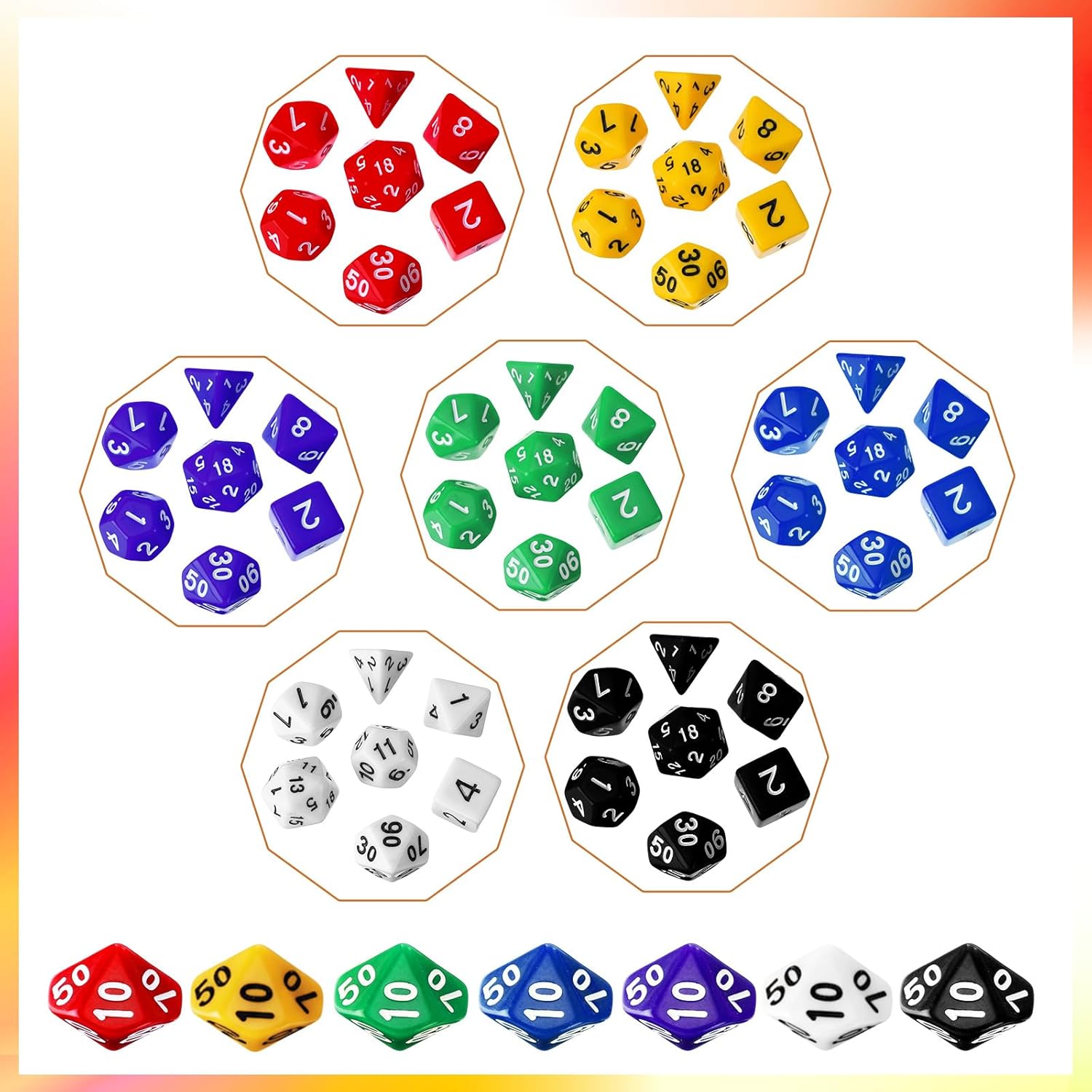 Yilloog 168 Pcs Dice Sets Bulk Polyhedral Dice Bulk with Drawstring Bag Multi Role Playing Table Game D4 D6 D8 D10 D12 D20 (Classic Style)