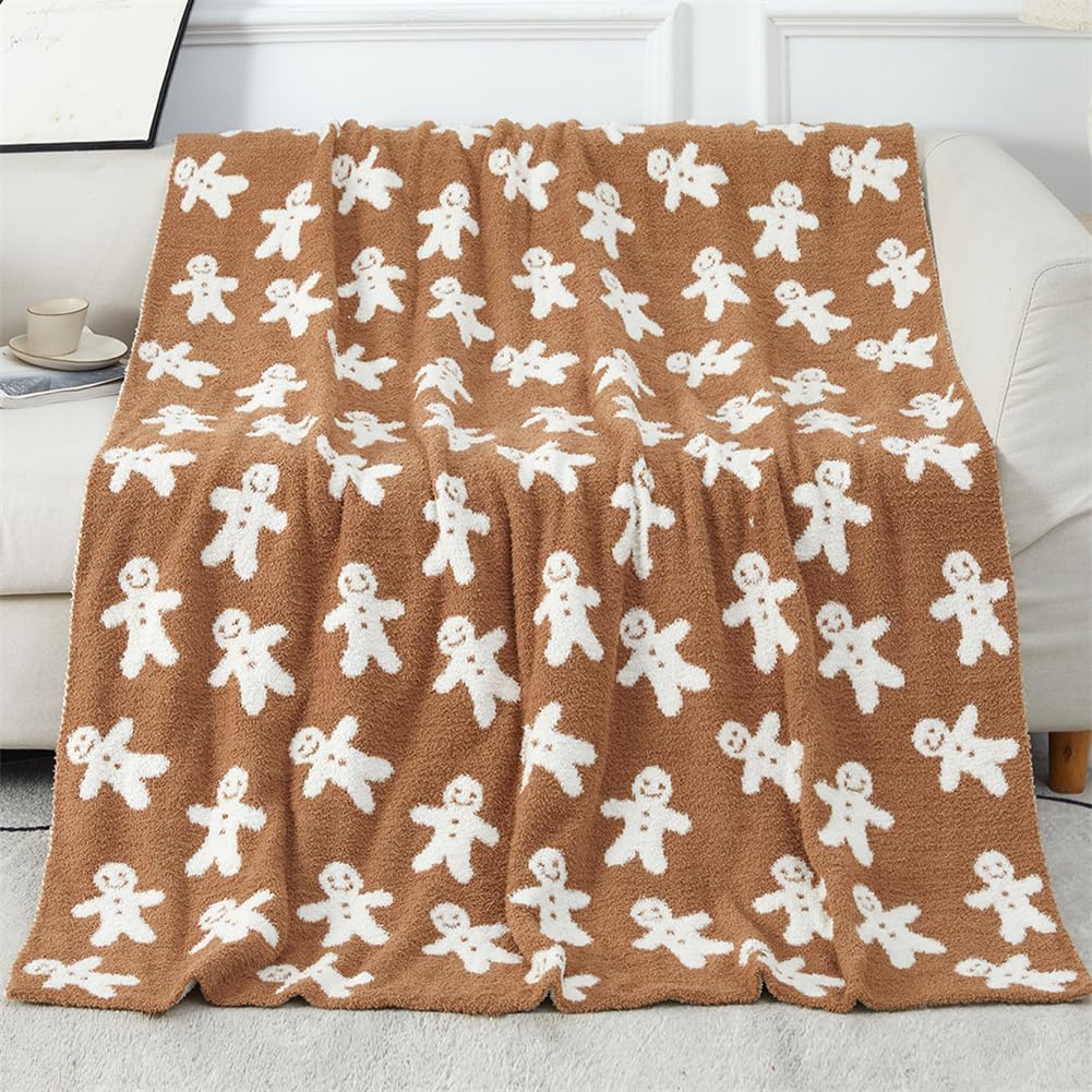 Christmas Gingerbread Man Throw Blanket - Soft Warm Cozy Plush for Couch, Bed, Sofa - Holiday Fluffy Furry Blanket to Decorate Living Room, Bedroom - Image 3