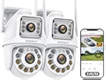 BOAVISION 2Pack 2.4G/5G WiFi Outdoor Security Camera, Dual Lens Wireless PTZ, 360° View, AI Human Tracking, Color Night Vision, 24/7 Recording, Two-Way Audio, Cloud & SD Card Storage