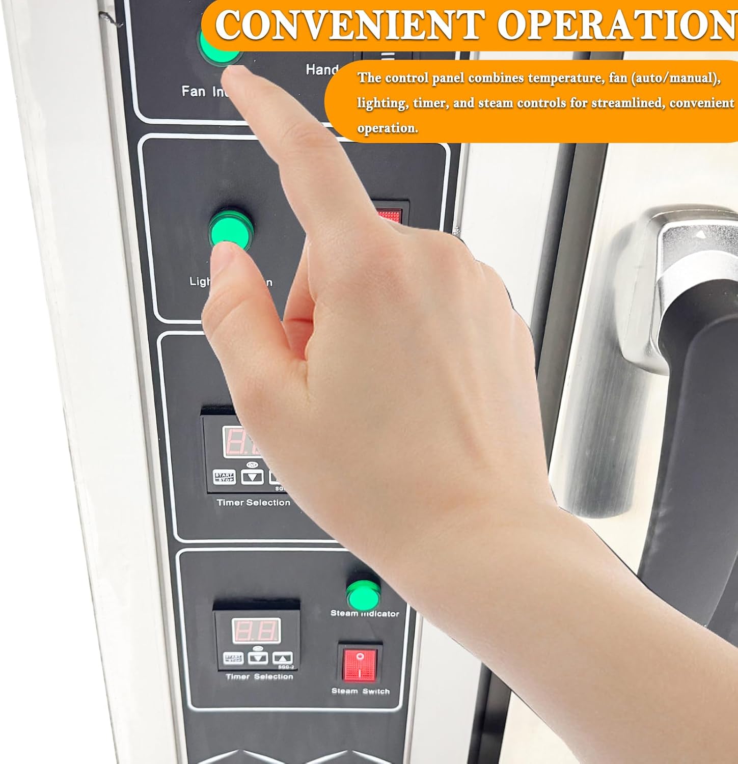 Commercial Convection Oven 5 Trays Stainless Steel Electric Hot Air Circulation Steam Oven with Precise Temp Control, 200L/53Gal Capacity for Bakeries, Restaurants, Hotels 220V 3PH