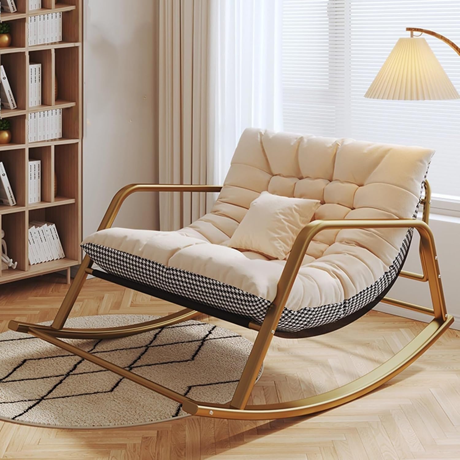 Oversized High Back Patio Rocking Chairs - 180KG Capacity Modern Lounge Armchair with Iron Frame for Living Room & Bedroom - Multicolored & Black Options