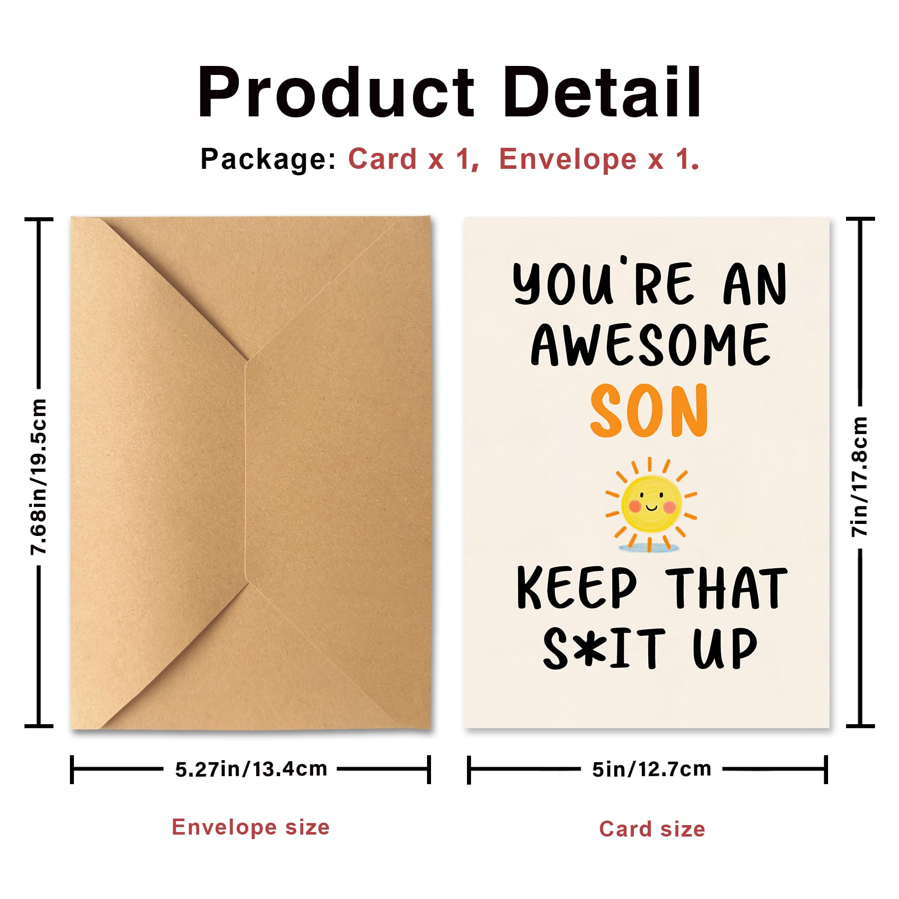 PTRUKD Śmieszne kartki urodzinowe dla syna, karty podarunkowe dla synów od mamy i taty, You Are A Great Son, (Keep It Up) Bring The Envelope