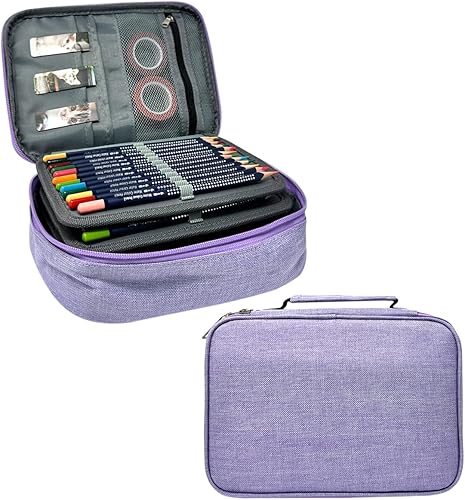 Miniatura 8 de allydrew Estuche de gran capacidad para lápices de 72 ranuras para lápices de colores, bolsa de papelería, color negro Negro