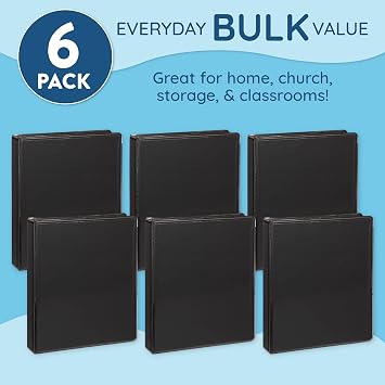 Blue Summit Supplies Small 3 Ring Binder for 5.5 x 8.5 Paper, Black 6 Pk