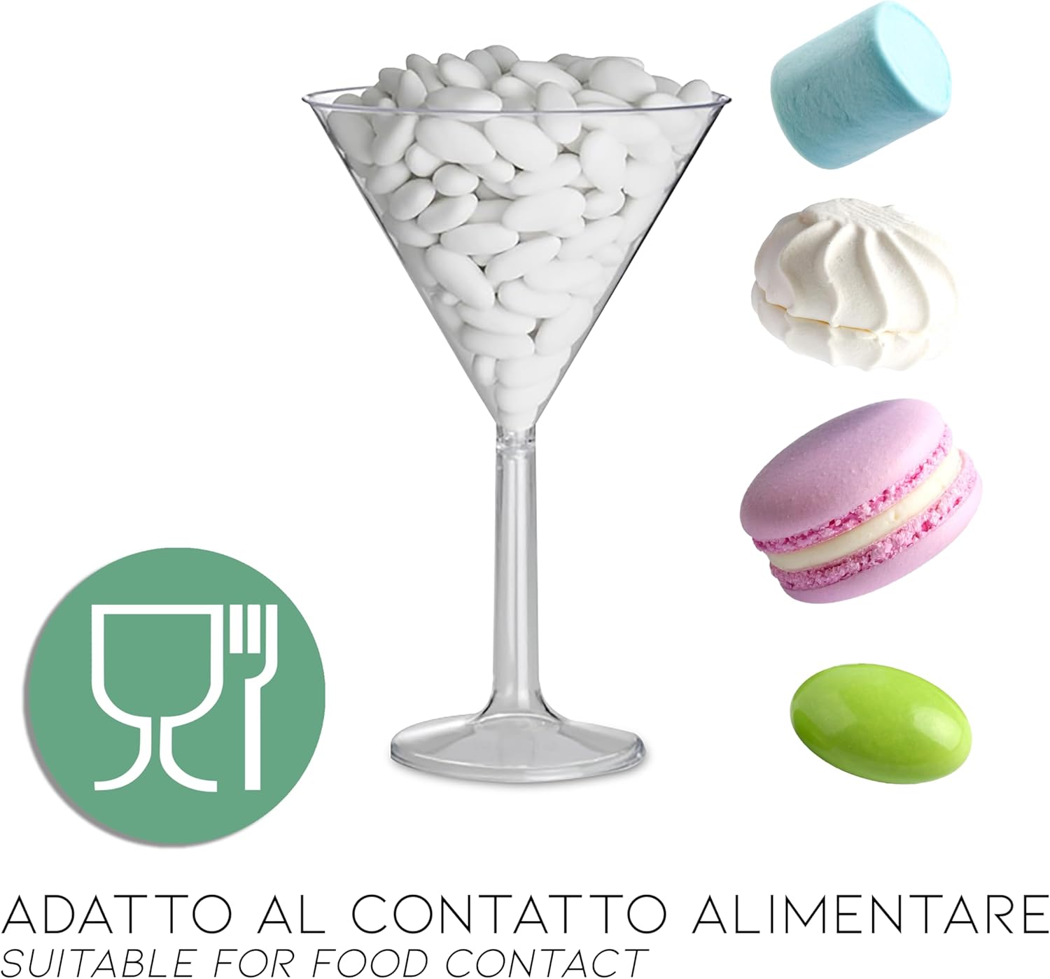 Transparent Party Cup Martini Glass for Confetti Ceremony Decorates Table Centrepiece Giant Decoration Large for Candy, Chocolates 16 cm x 25 cm