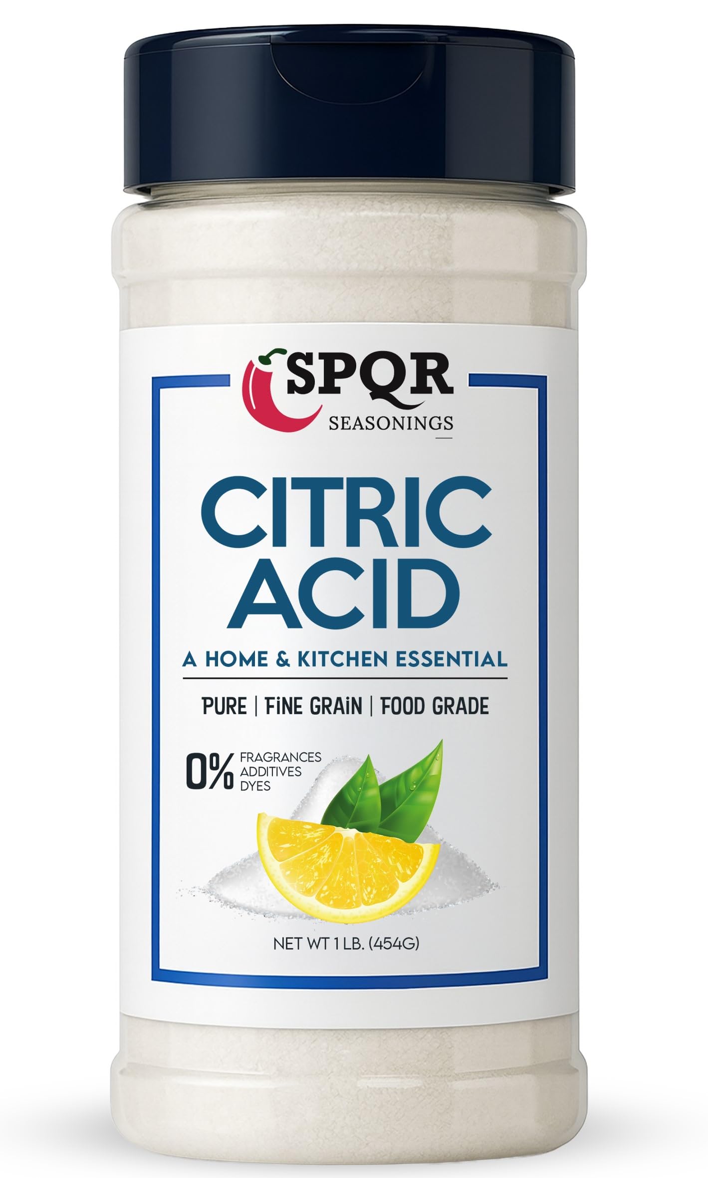 SPQR Seasonings Citric Acid 1 Pound Bottle Food Grade Flavor Enhancer, Household Cleaner & Natural Preservative for Cooking, Baking, Bath Bombs
