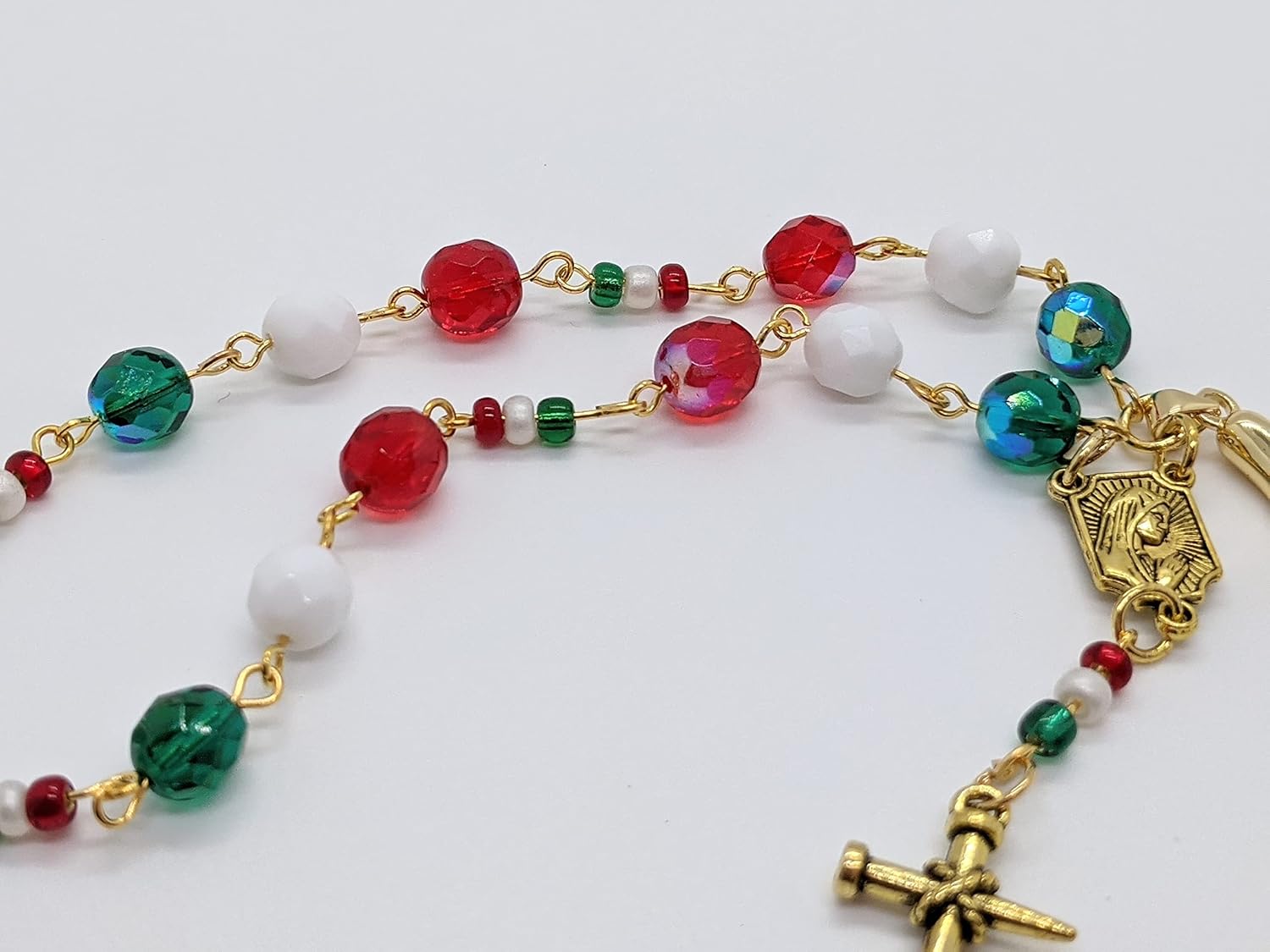 Italian Car/Vehicle Rosary - 8mm with Seed Beads & Italian Horn (Cornicello) Charm