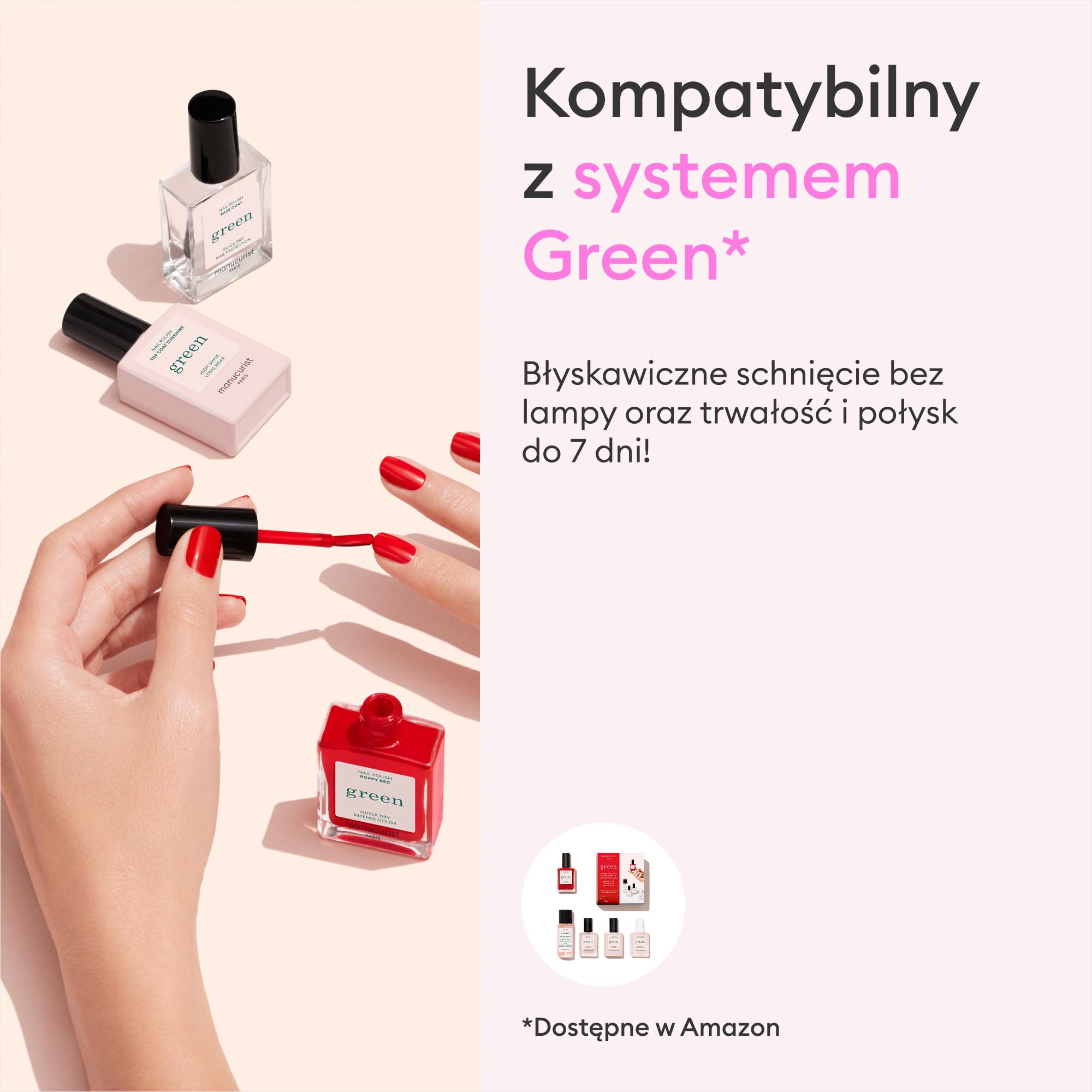 Manucurist - Witaminowa Base Coat Green, Primer do Paznokci 84.5% Naturalnego Pochodzenia, Patentowany Kompleks KeraHCE+, Wegańska, Made in France - 15 ml