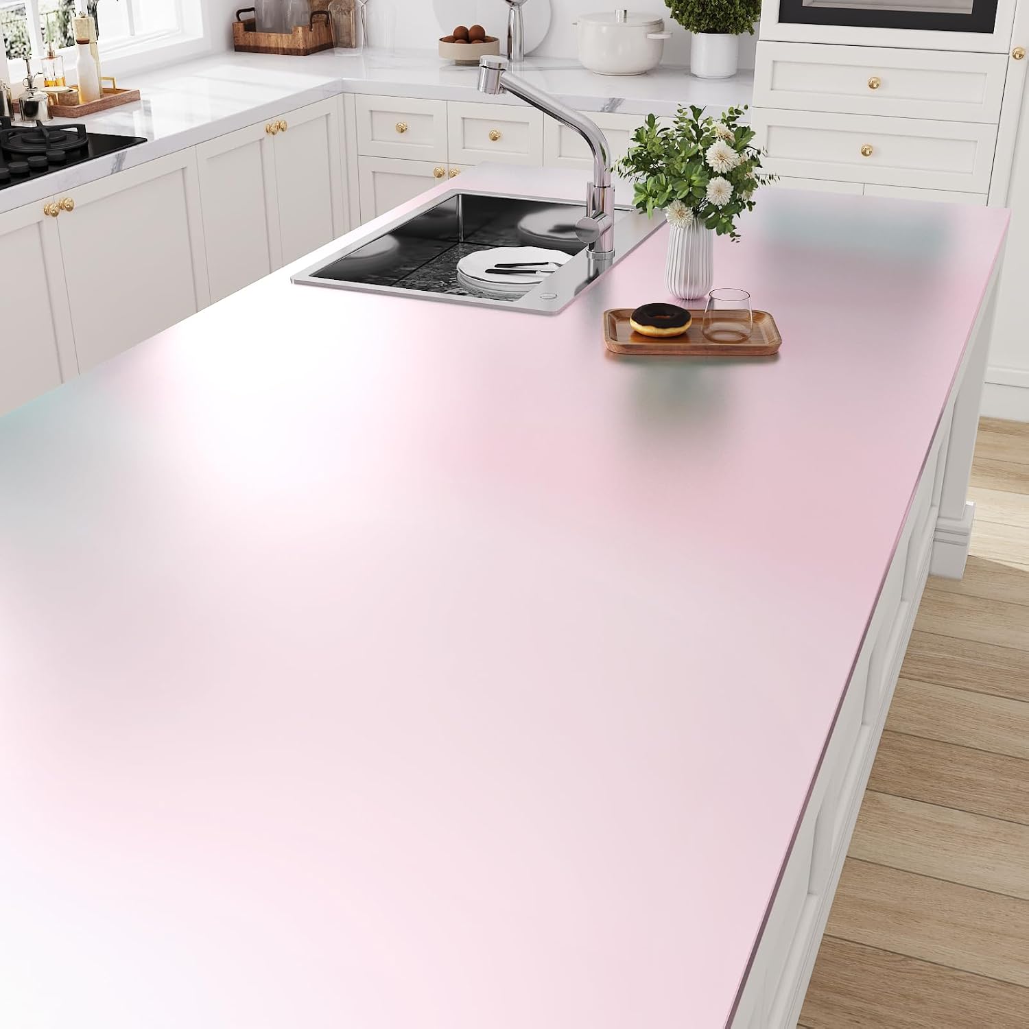 Pink Stainless Steel Contact Paper for Appliances Light Pink Peel and Stick Wallpaper Self Adhesive Waterproof Metallic Wallpaper for Bathroom Countertop Dishwasher Wall Covering 15.8''x80''