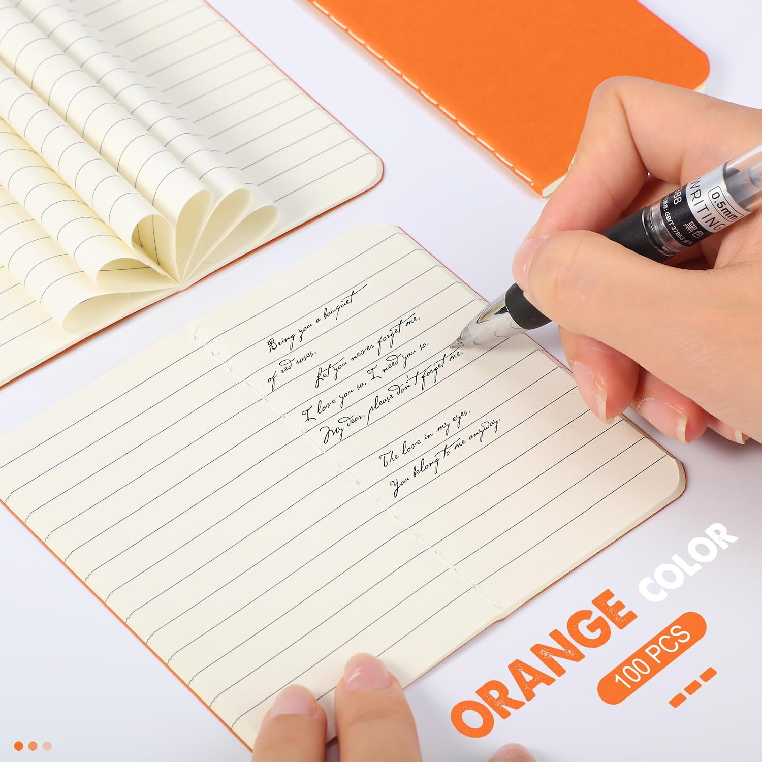Harloon 100 Pack Mini Notebook Bulk 4 x 2.5 Inches Small Pocket Notepad Blank Lined Wallet Memos Journal Employee Appreciation Gifts for Coworker Staff Team Teacher Office School, 60 Pages(Orange)