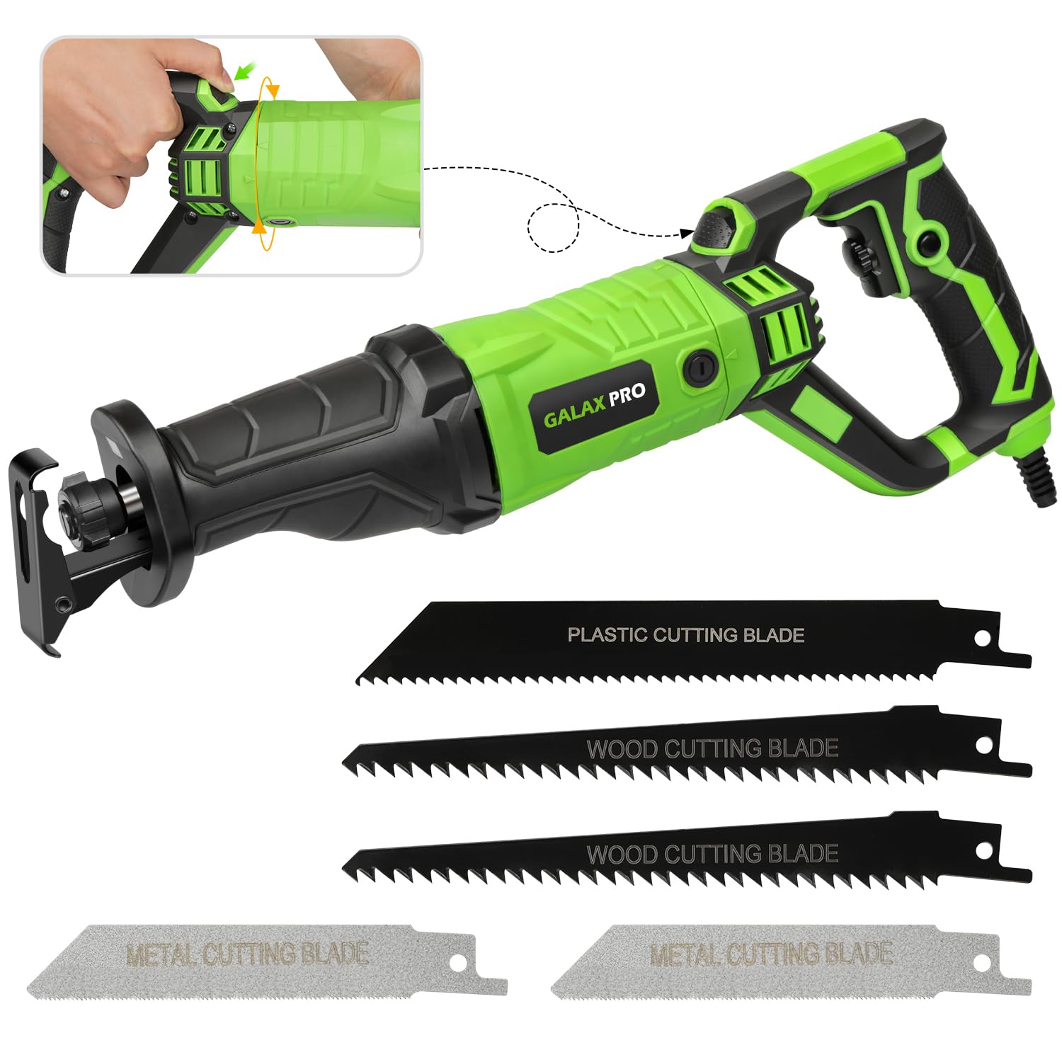 GALAX PRO 900W Reciprocating Saw Variable Speed,Adjustable Angle,LED