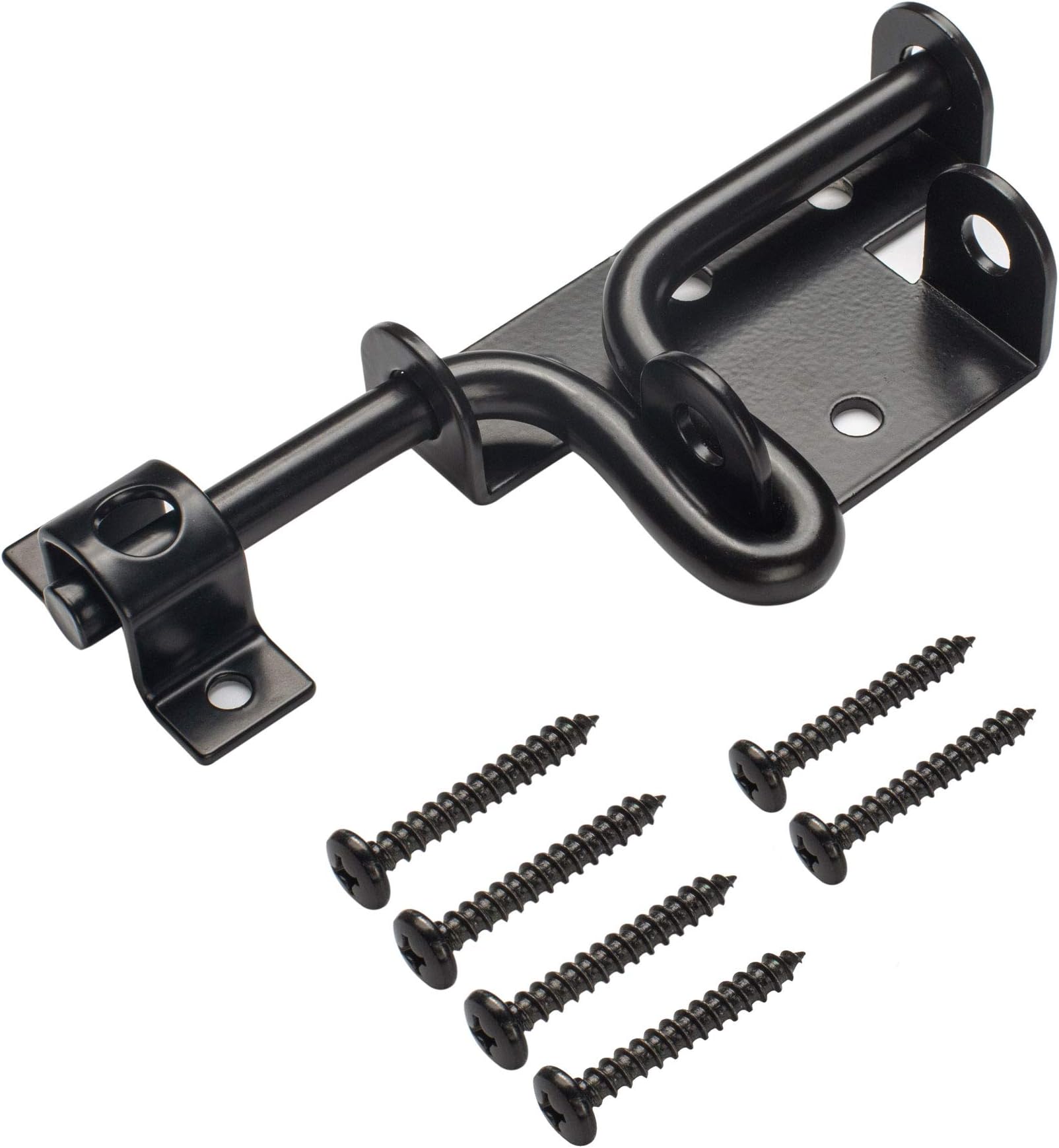 Heavy Duty Slide Bolt Gate Latch with Padlock Hole, Sliding Bolt Gate Lock for Outdoor, Fence Latches Gate Hardware for Wooden Fences Barn Door, Garden(Black Finish)