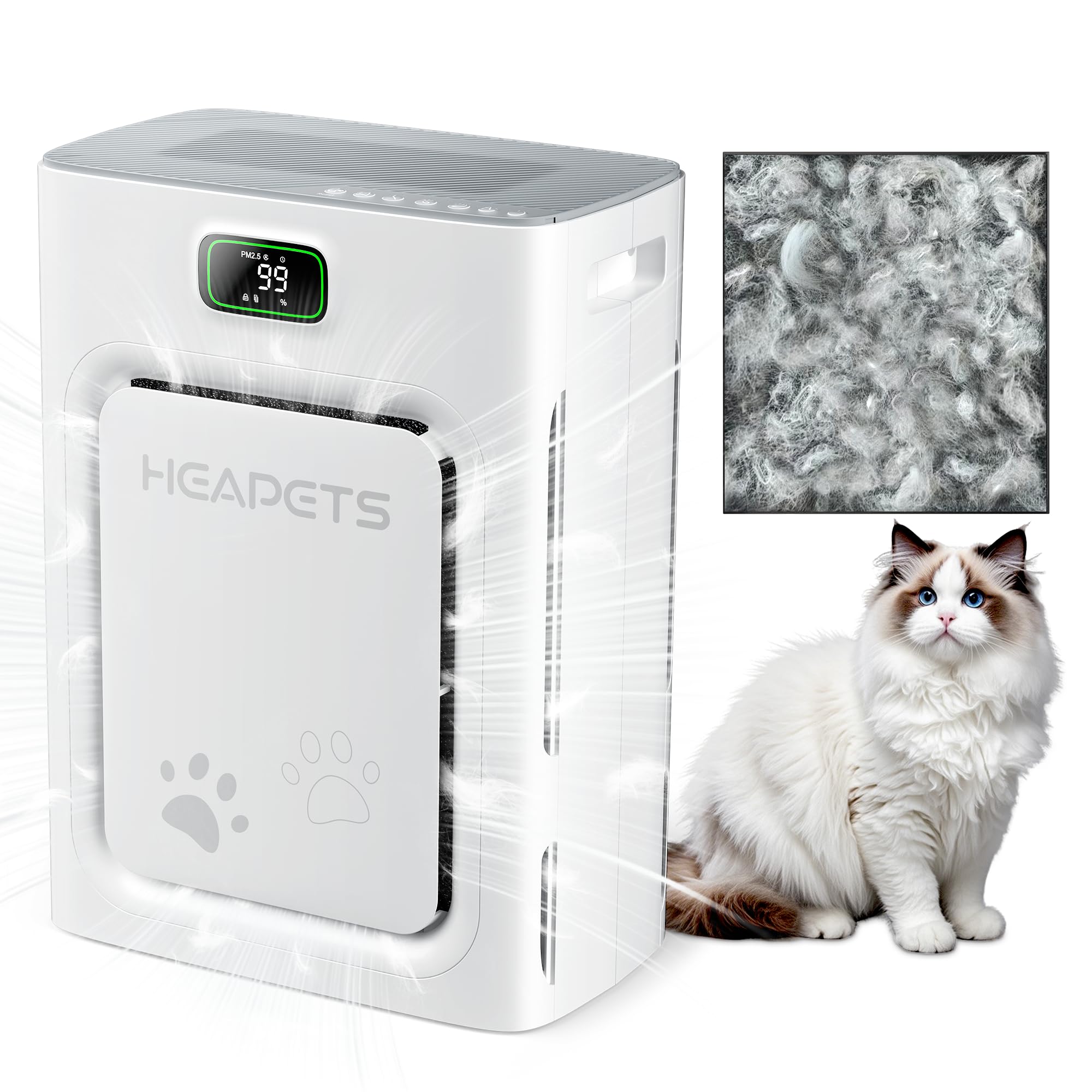 HEAPETS P358 Air Purifier in Grey