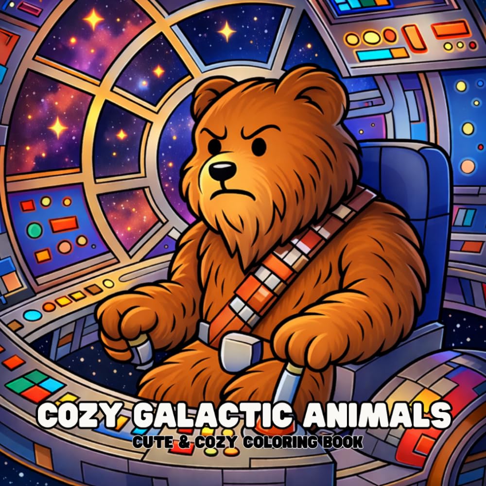 Cozy Galactic Animals: Bold & Easy Coloring Book for Adults (25 Pages)