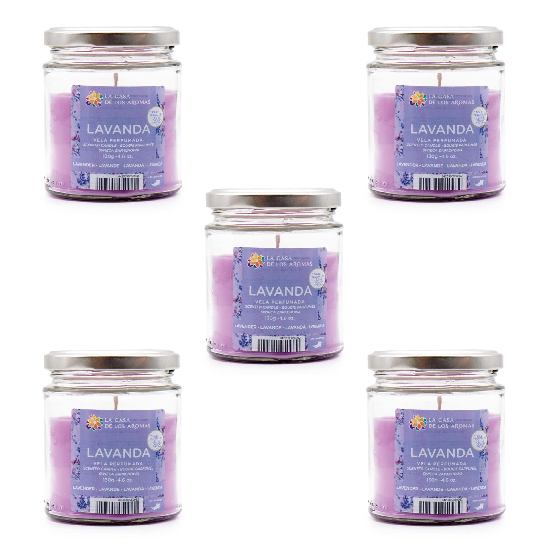 BricoLoco.com Świeca aromatyczna 130gr z pokrywką, zapachowy odświeżacz powietrza Olejki eteryczne, Świeca zapachowa lawendy. (5)