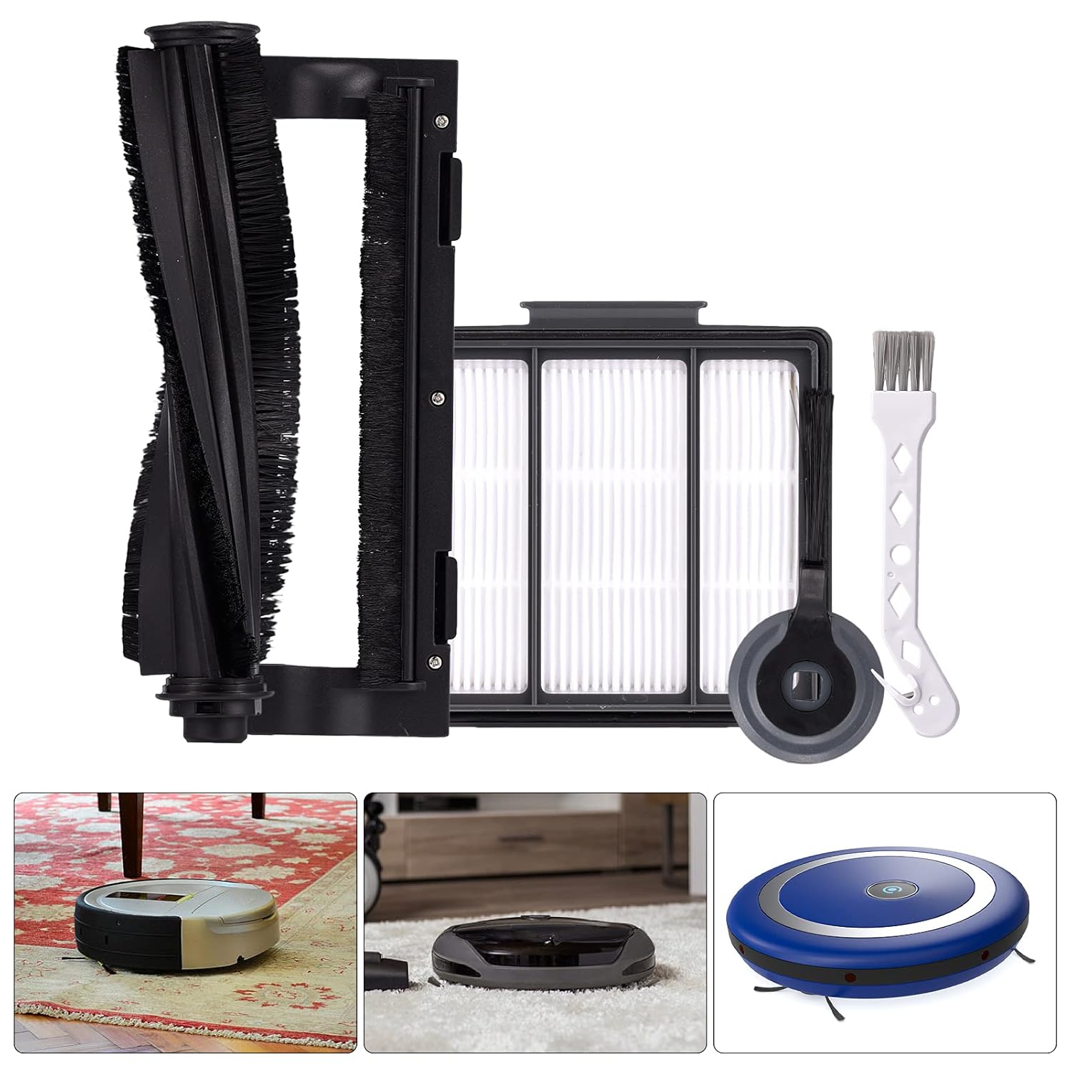 Main Brush HEPA Filter Brush Guard Side Brush Cleaning Tools Compatible with Shark ION Robot R85 RV850 RV850BRN RV850WV S87 RV851WV RV700_N RV720_N RV750_N Vacuum Cleaner Parts