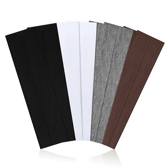 8 Pack Headbands for Women Non Slip - Stylish Sports Hair Bands for Women's Hair - Soft Cotton Cloth Stretchy Headbands for Women for Yoga, Outdoor Exercise Running
