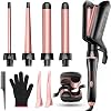 5 in 1 Curling Iron, Curling Wand Set with Hair Crimper Waver and 4 Interchangeable Ceramic Barrels (0.35
