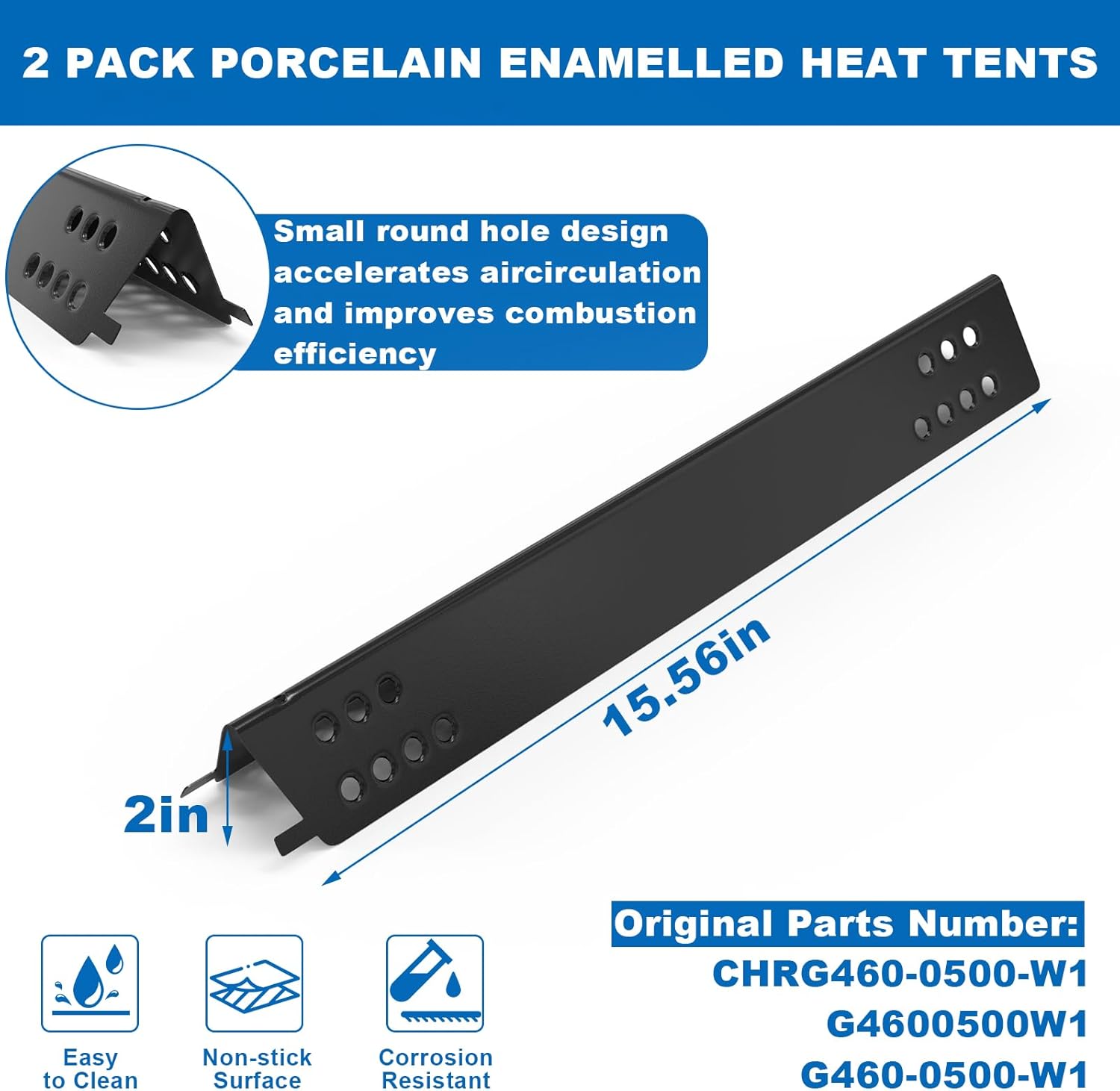 Grill Replacement Parts for Charbroil Performance TRU-Infrared 300 2-Burner Grill 463633316 463672016 463672216, 17" Emitter Plates, Heat Tents, Burners Parts for Charbroil G460-0500-W1G466-2500-W1