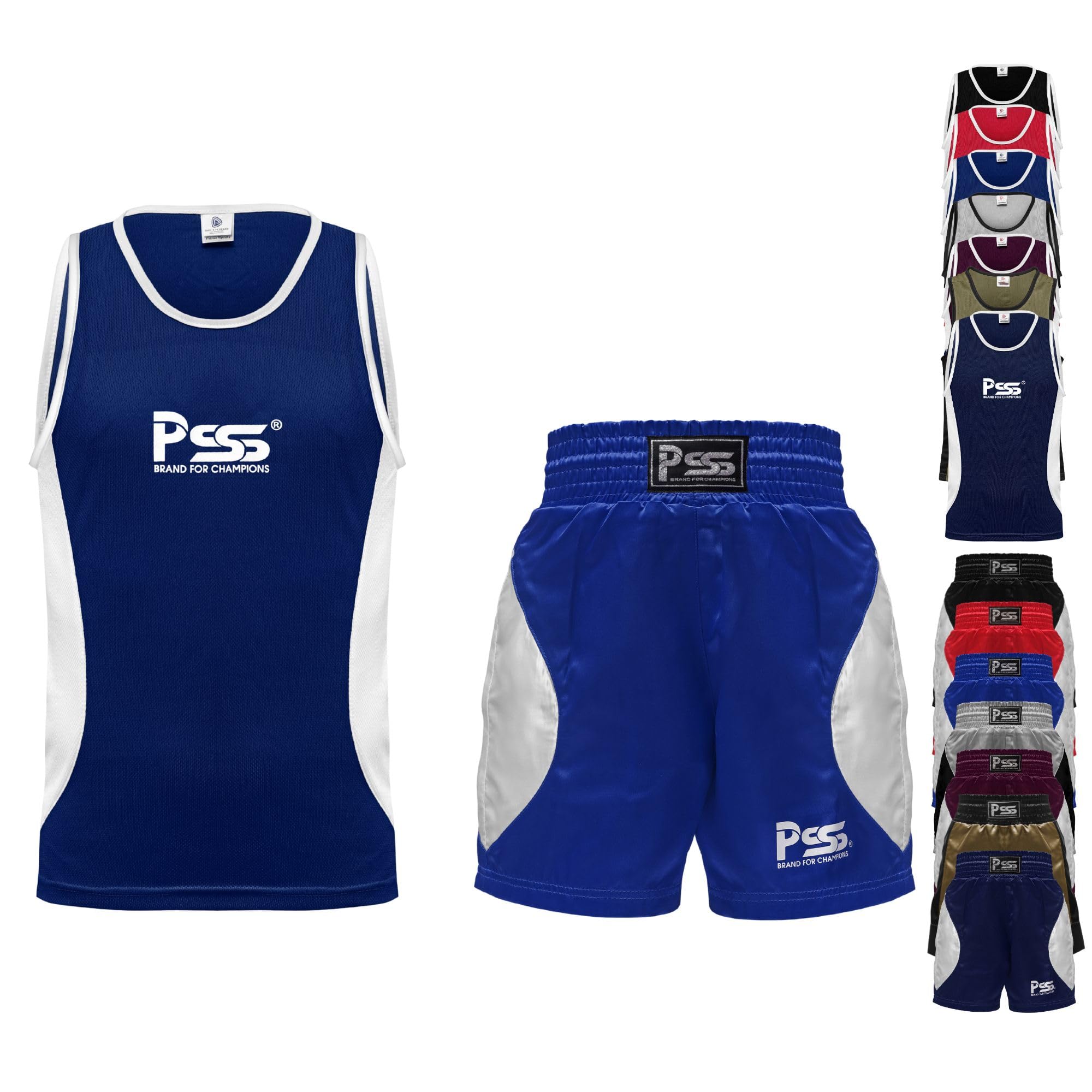 PSS Ultimate Kids Boxing Uniform Set of 2 Pieces Light Weight Breathable And Comfortable Fabric Boxing Student Uniform for ages 3-14 Year (5-6 Year, Blue)