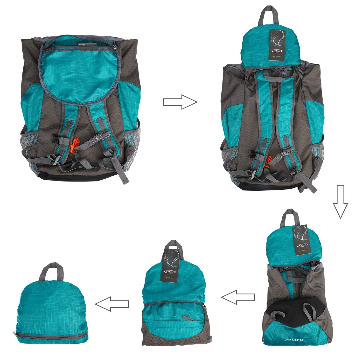 G4Free Mochila de senderismo plegable de 40 L, ultraligera, resistente al agua, para viajes, camping, senderismo, para hombres y mujeres