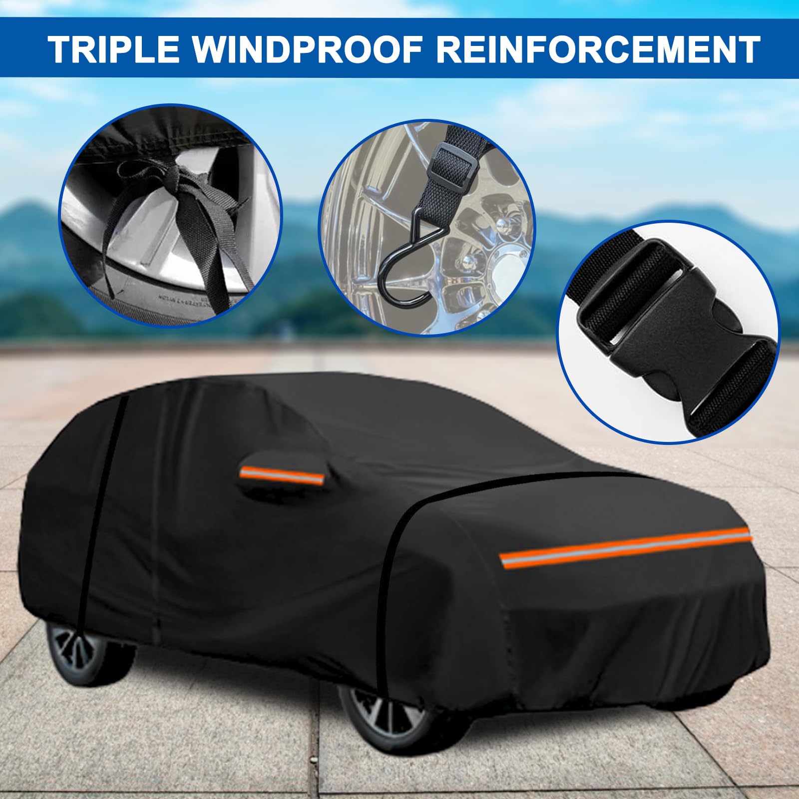 Dodge Car Cover Custom Fit for Dodge Journey 2008-2019 Waterproof All Weather Full ExteriorOutdoor Cover with Zipper Door — view 5