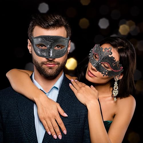 Miniatura 3 de Coddsmz Juego de máscaras para parejas, máscara veneciana y Mardi Gras para mujeres y hombres