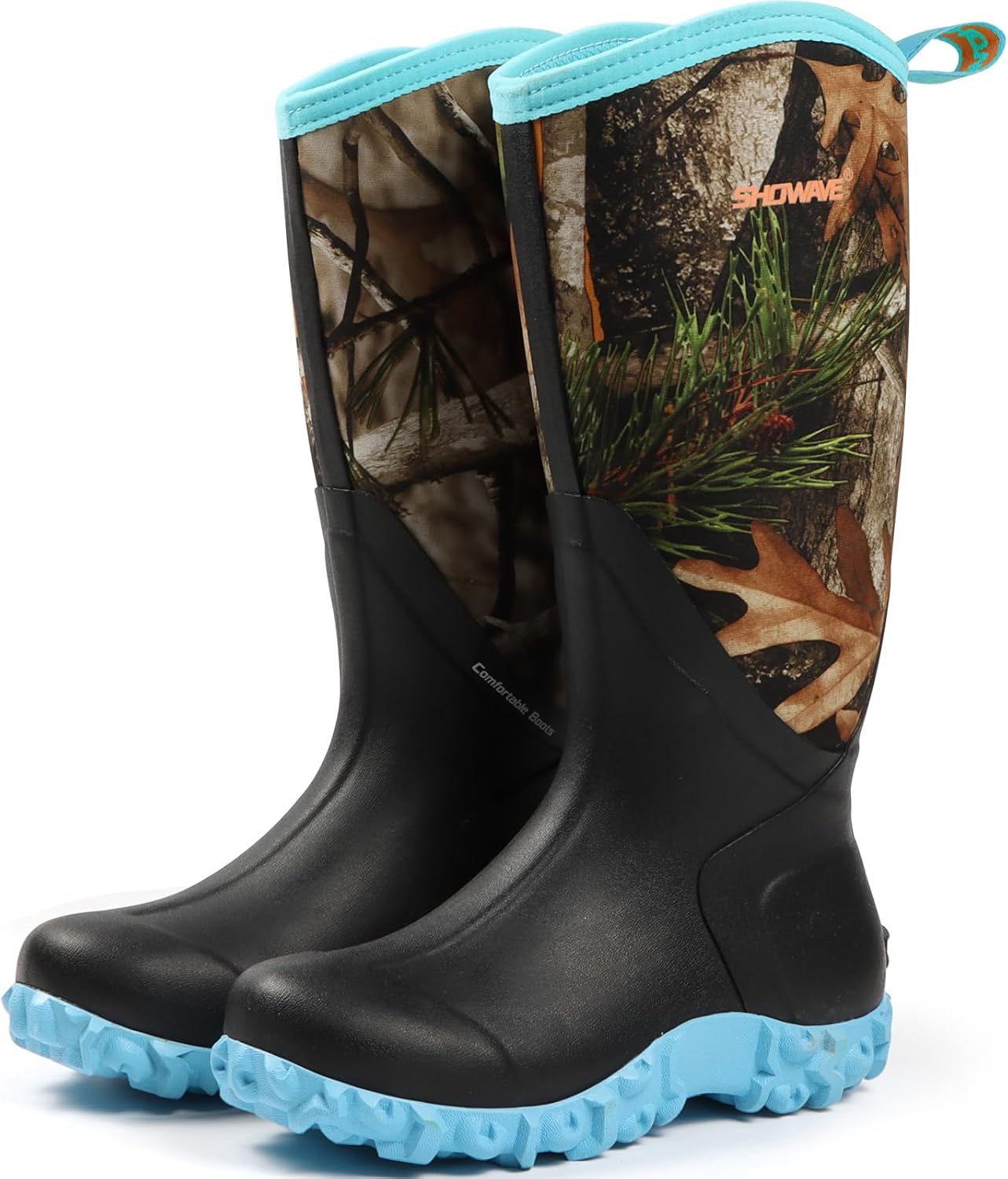 Showave Women's Rain Boots Tall Insulated Rubber Boots for Women Neoprene Waterproof Boot Durable Mud Boot for Gardening Farming Fishing