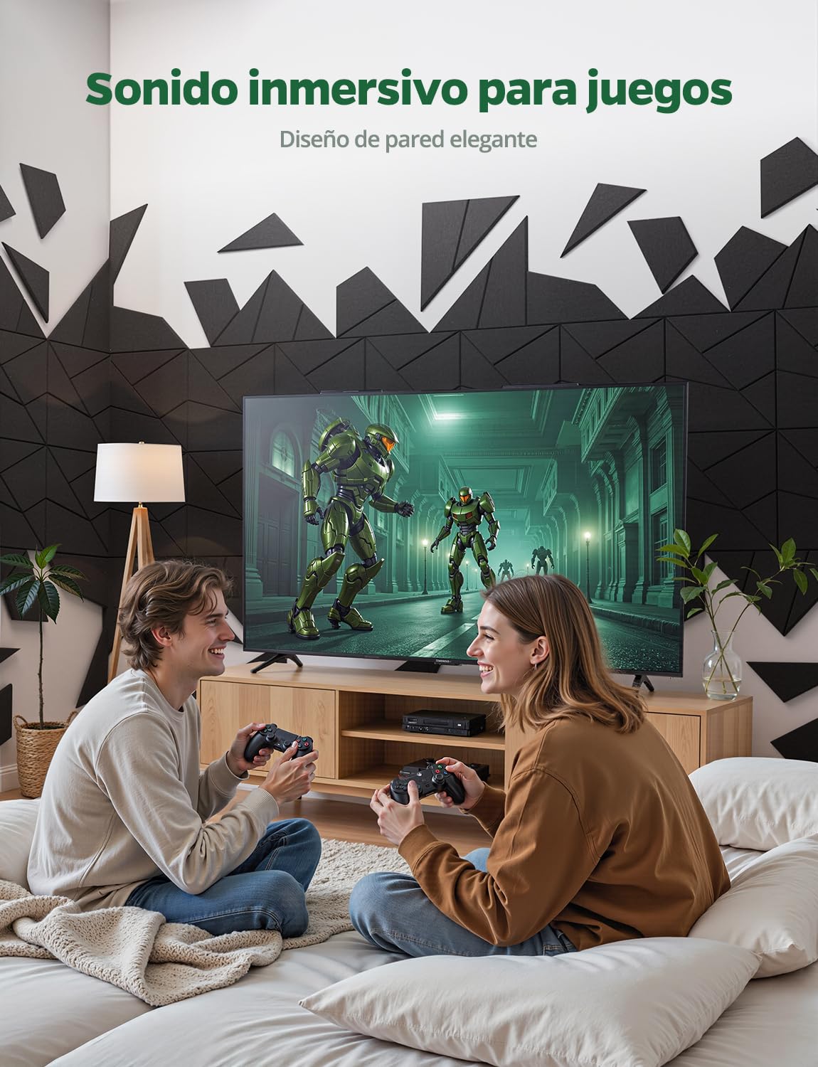Paneles Acusticos Autoadhesivos, Pack de 18 - Absorción de Sonido para Pared, Techo, Puerta, Decorativos Diseño de Líneas Cortar - Ideal Studio pare Estudio, Gaming y Habitación (Negro, 30x30x0.9 cm)