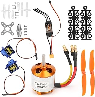 RC Plane Motor Kit for RC Plane Helicopter, 1060 Propeller RC Brushless Motor 2217 KV1100 Motors 40A XT60 ESC Plane Kit for Remote Control Helicopte