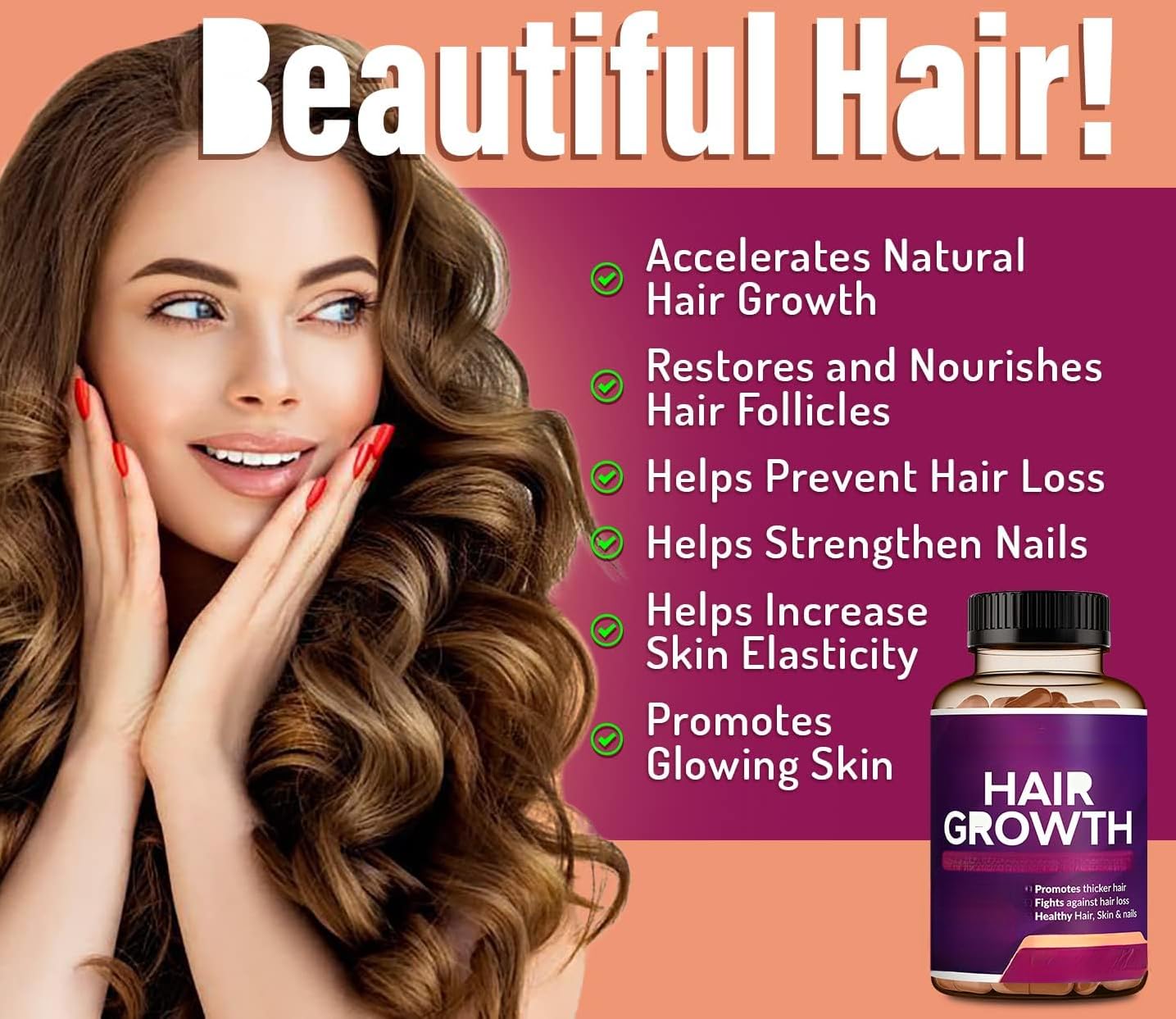 Vitamine per le donne, collagene per capelli, pelle e unghie sani