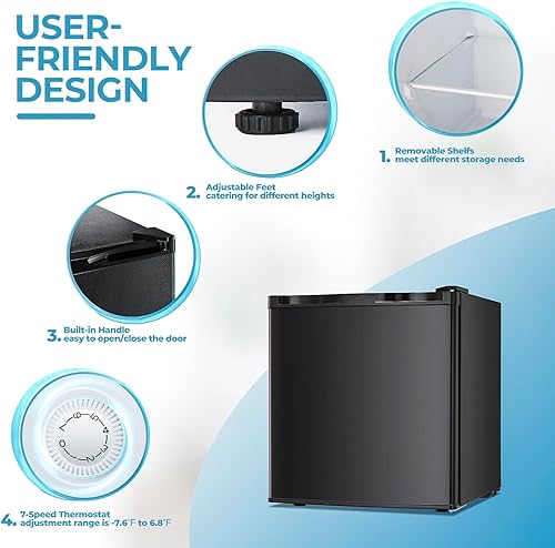 Miniatura 5 de Congelador vertical de 1.1 pies cúbicos, mini congelador pequeño con termostato ajustable, estantes extraíbles, puerta individual reversible, para