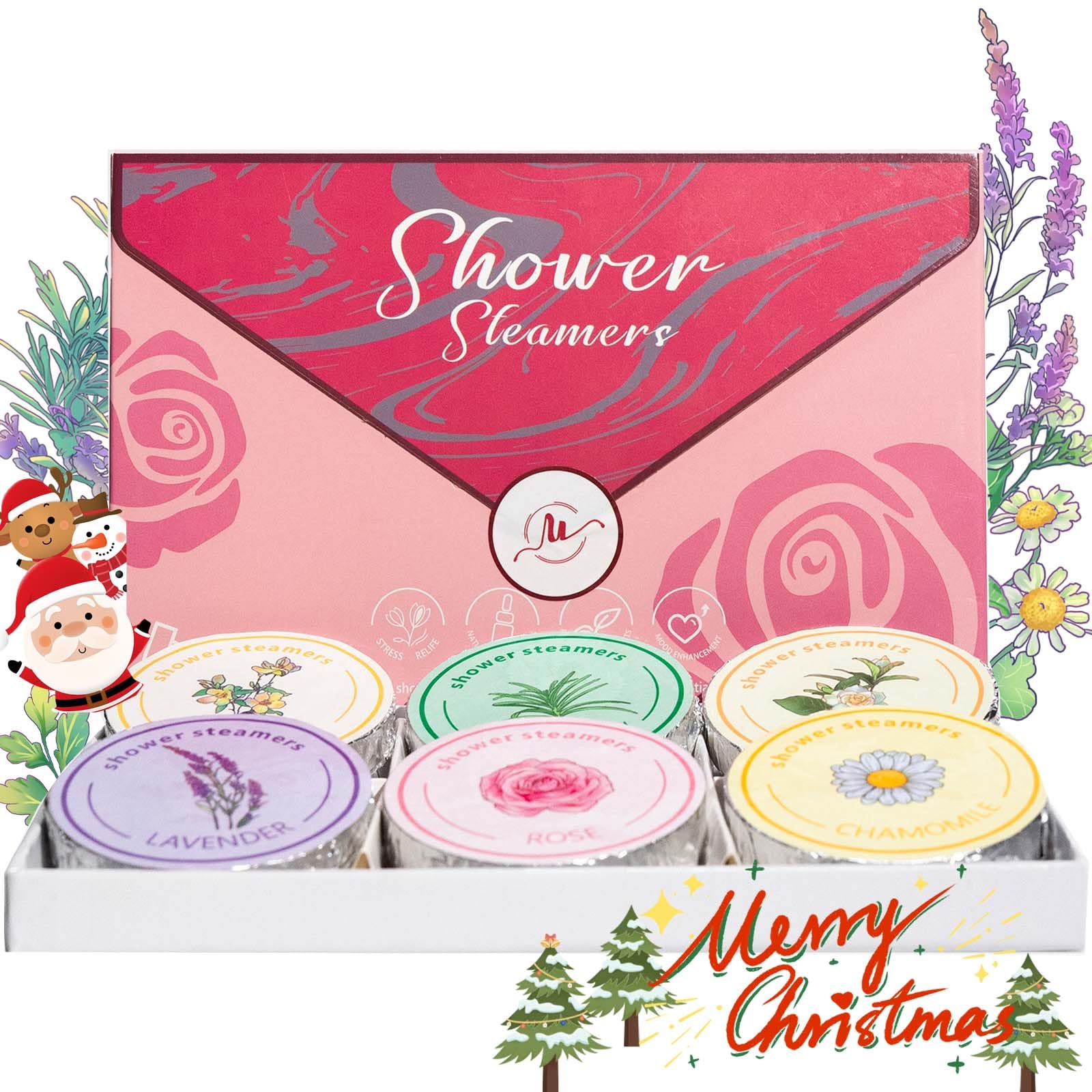 Shower Steamers Aromatherapy - Valentine's Day Gifts for Women, 6 pcs Peppermint Self Care Bath Bombs with Natural Essential Oils, Relaxation Spa