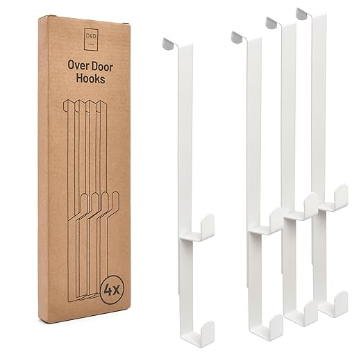 D&D Living 4x Double Door Hooks – White